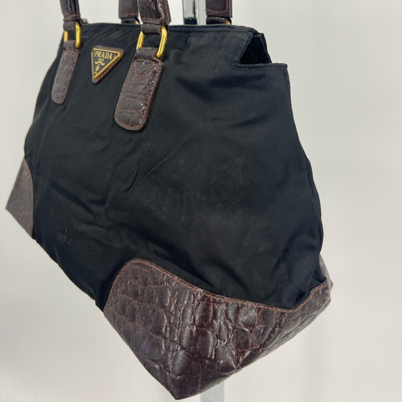 Prada Croc embossed trim satchel - Picture 3 of 8